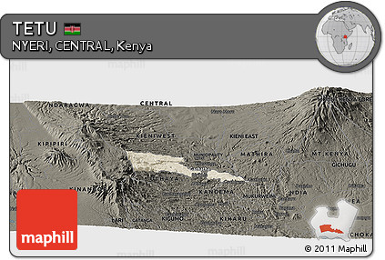 Shaded Relief Panoramic Map of TETU, darken