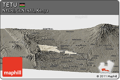 Shaded Relief Panoramic Map of TETU, darken