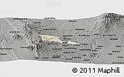 Shaded Relief Panoramic Map of TETU, darken, semi-desaturated