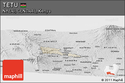 Shaded Relief Panoramic Map of TETU, desaturated
