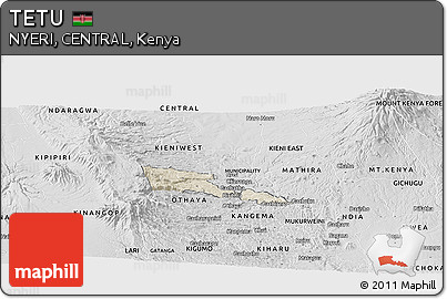 Shaded Relief Panoramic Map of TETU, desaturated