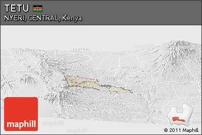 Shaded Relief Panoramic Map of TETU, lighten, desaturated