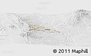 Shaded Relief Panoramic Map of TETU, lighten, desaturated