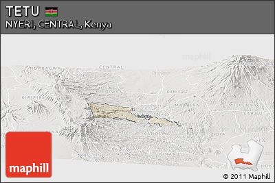 Shaded Relief Panoramic Map of TETU, lighten, semi-desaturated