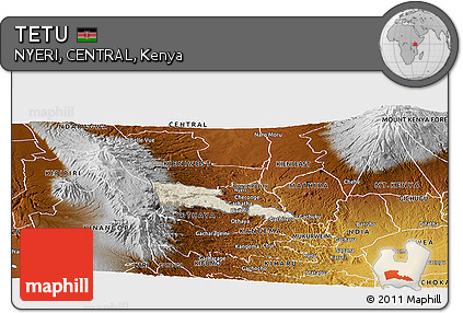 Shaded Relief Panoramic Map of TETU, physical outside