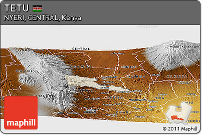 Shaded Relief Panoramic Map of TETU, physical outside