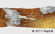 Shaded Relief Panoramic Map of TETU, physical outside