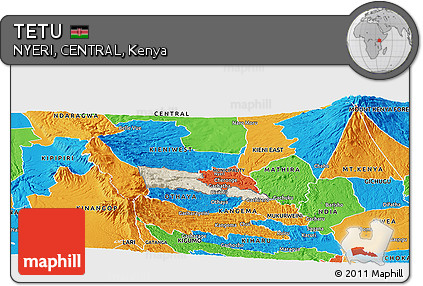 Shaded Relief Panoramic Map of TETU, political outside
