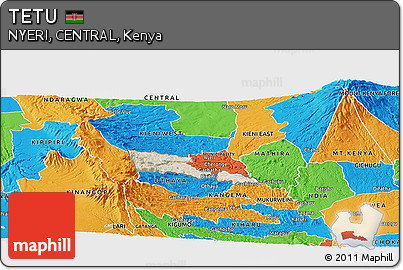 Shaded Relief Panoramic Map of TETU, political outside