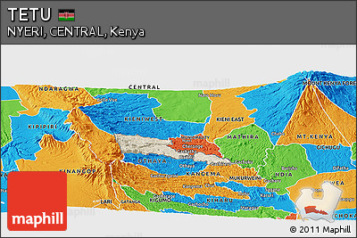 Shaded Relief Panoramic Map of TETU, political outside
