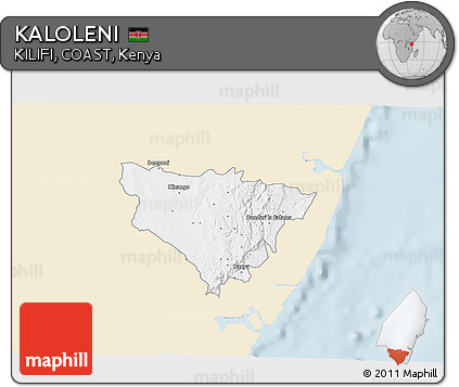Classic Style 3D Map of KALOLENI, single color outside