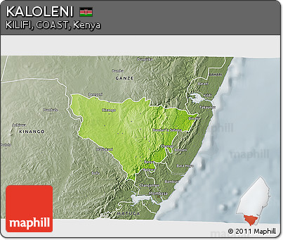 Physical 3D Map of KALOLENI, semi-desaturated
