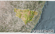 Satellite 3D Map of KALOLENI, semi-desaturated