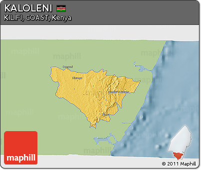 Savanna Style 3D Map of KALOLENI, single color outside