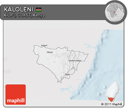 Silver Style 3D Map of KALOLENI, single color outside