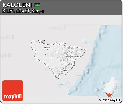 Silver Style 3D Map of KALOLENI, single color outside