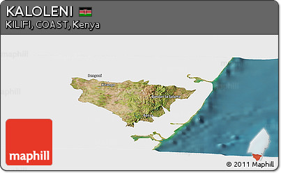 Satellite Panoramic Map of KALOLENI, single color outside