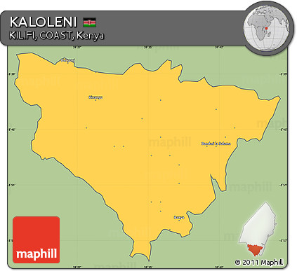Savanna Style Simple Map of KALOLENI, cropped outside