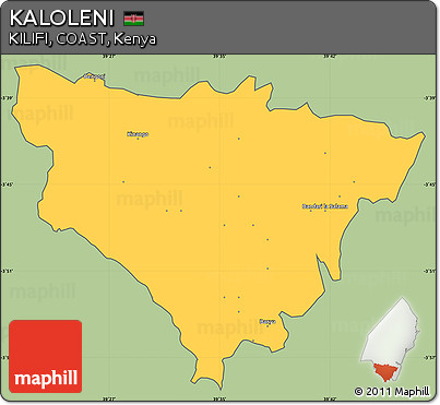 Savanna Style Simple Map of KALOLENI, cropped outside
