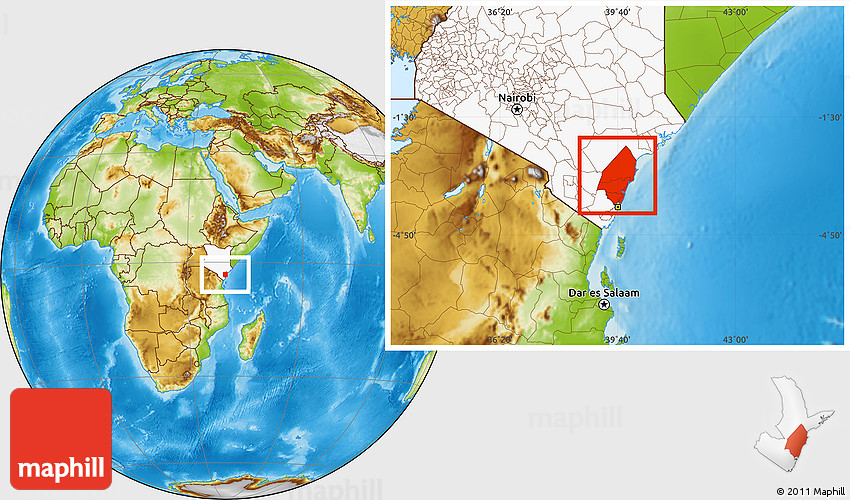 Physical Location Map of KILIFI, highlighted country