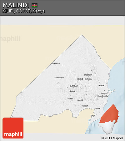 Classic Style 3D Map of MALINDI, single color outside