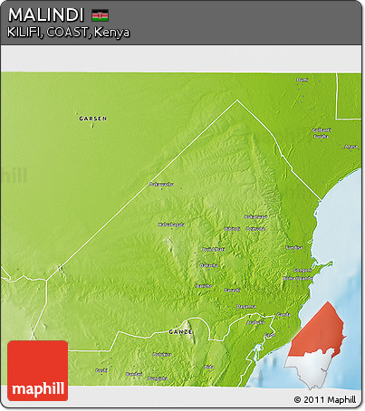 Physical 3D Map of MALINDI