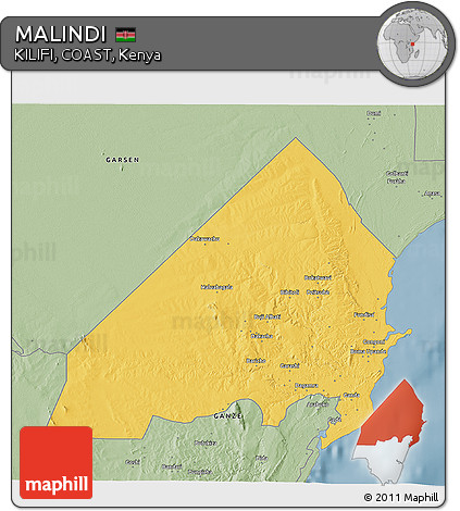 Savanna Style 3D Map of MALINDI