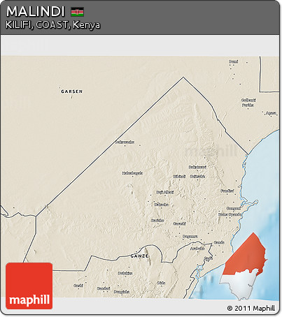 Shaded Relief 3D Map of MALINDI