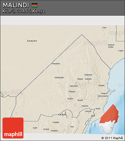 Shaded Relief 3D Map of MALINDI