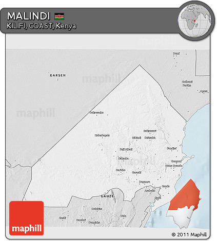 Silver Style 3D Map of MALINDI