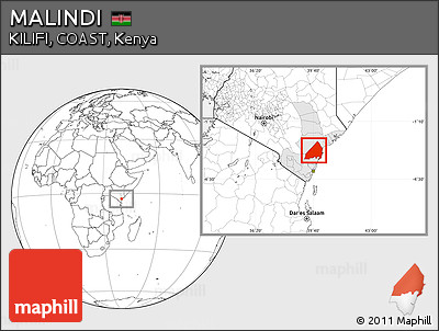 Blank Location Map of MALINDI, highlighted grandparent region