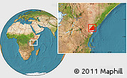 Satellite Location Map of MALINDI, highlighted parent region