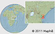 Savanna Style Location Map of MALINDI, within the entire country, hill shading