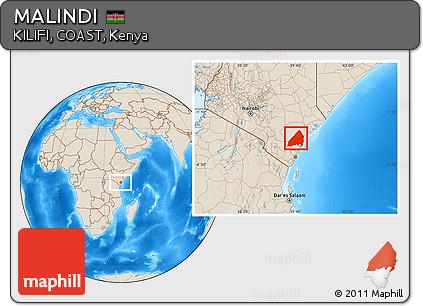 Shaded Relief Location Map of MALINDI