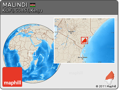 Shaded Relief Location Map of MALINDI