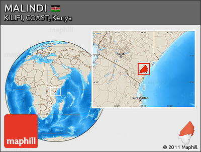 Shaded Relief Location Map of MALINDI