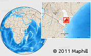 Shaded Relief Location Map of MALINDI, highlighted grandparent region