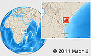 Shaded Relief Location Map of MALINDI, highlighted parent region