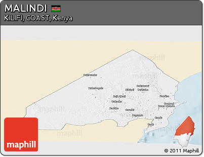 Classic Style Panoramic Map of MALINDI, single color outside