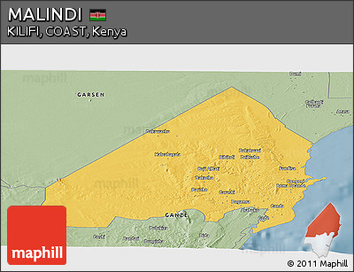 Savanna Style Panoramic Map of MALINDI