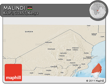 Shaded Relief Panoramic Map of MALINDI