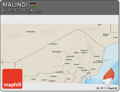 Shaded Relief Panoramic Map of MALINDI