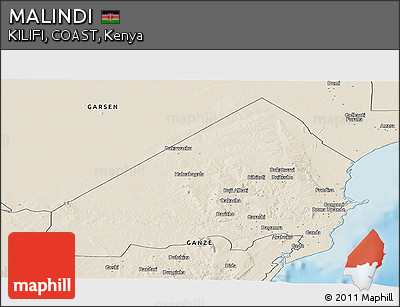 Shaded Relief Panoramic Map of MALINDI