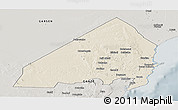 Shaded Relief Panoramic Map of MALINDI, semi-desaturated