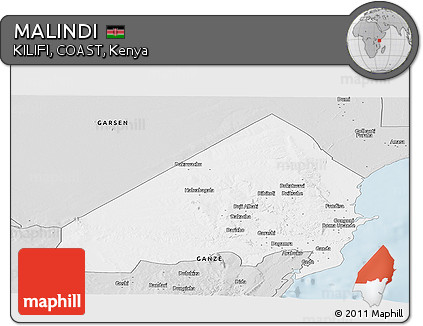 Silver Style Panoramic Map of MALINDI