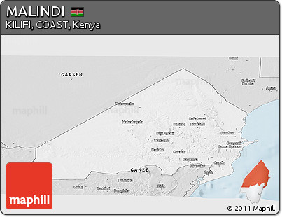 Silver Style Panoramic Map of MALINDI
