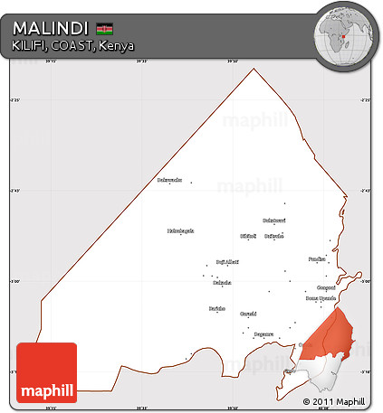Classic Style Simple Map of MALINDI, cropped outside
