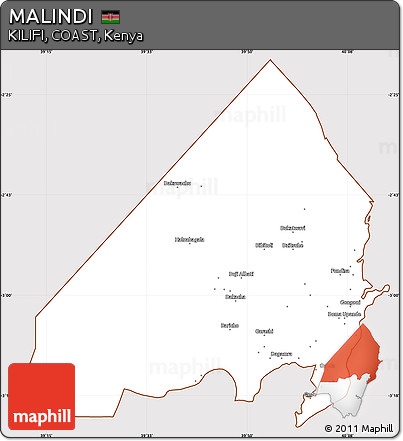 Classic Style Simple Map of MALINDI, cropped outside