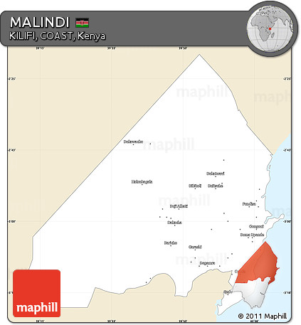 Classic Style Simple Map of MALINDI, single color outside