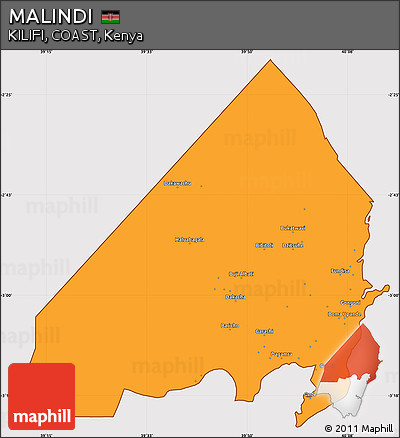 Political Simple Map of MALINDI, cropped outside